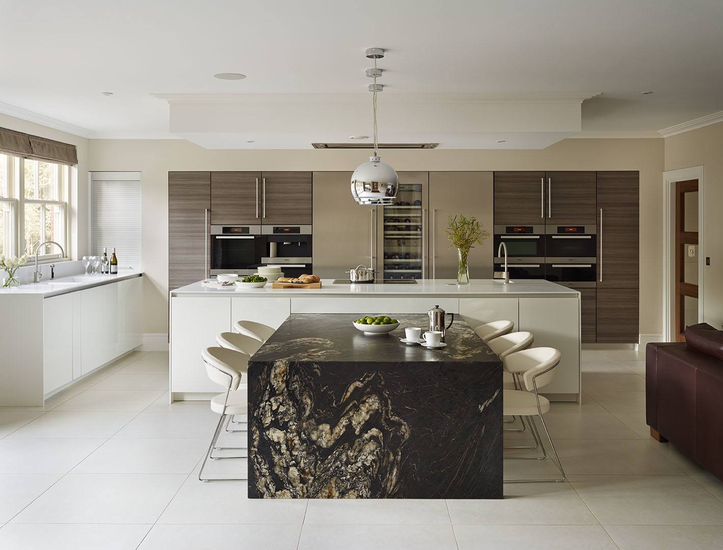 Kitchen island with built shop in table