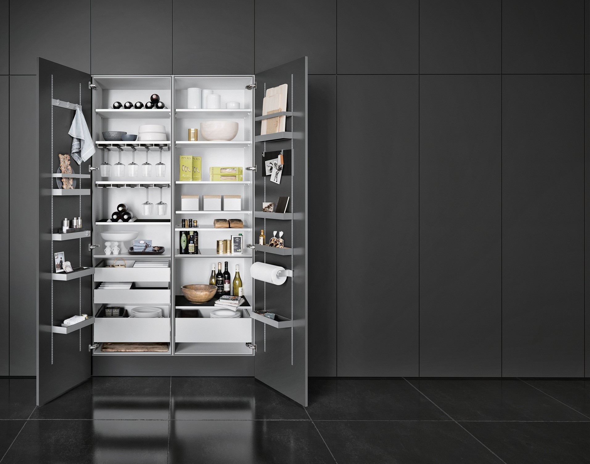 modern pantry with multimatic storage system from SieMatic